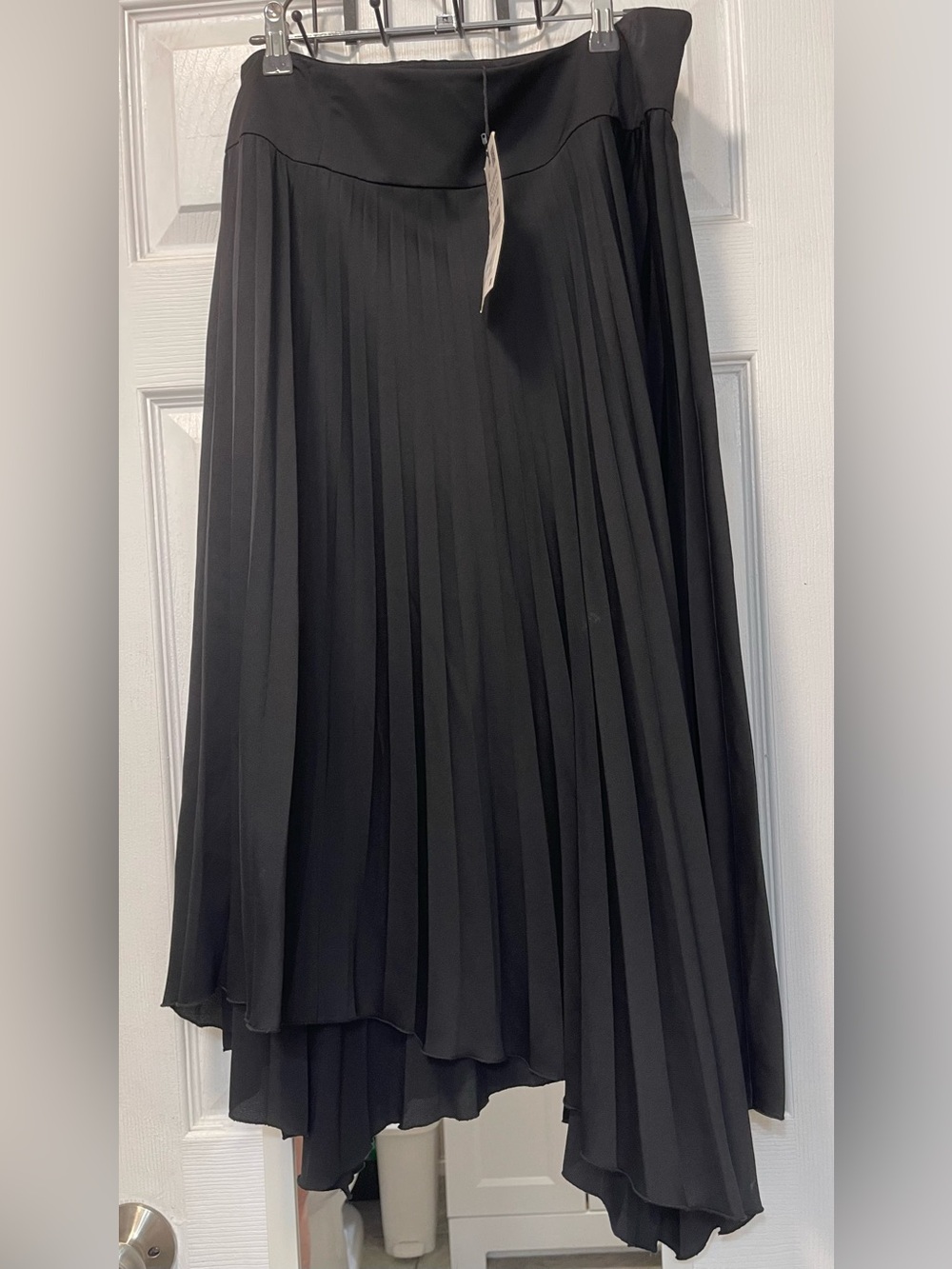 Zara Black Pleated Asymmetrical Midi Skirt